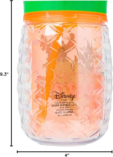 Miniatura 10 de Silver Buffalo Disney Lilo y Stitch Saludos desde Hawái con Scrump, Vaso de doble pared con forma de piña, 473 ml (16 oz)