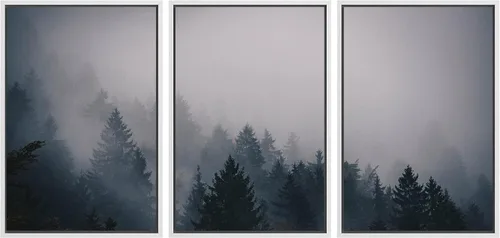 Miniatura 10 de SIGNWIN Lienzo enmarcado para pared, juego de arte nublado de tormenta, cielo, bosque otoñal, árboles, rústico, naturaleza, fotografía, realismo