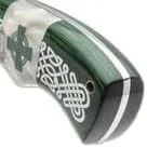 Miniatura 4 de Timber Wolf Celtic Legend - Cuchillo de hoja fija con vaina, hoja de acero inoxidable 3CR13, mango de madera verde Kelly, protector de acero