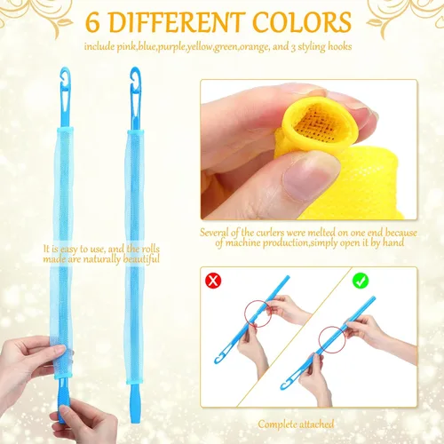 Miniatura 3 de 60 rulos ondulados sin calor, sin calor, kit de 2 estilos, 22 pulgadas, 18 pulgadas, 12 pulgadas, rodillos ondulados para mujer, cabello corto
