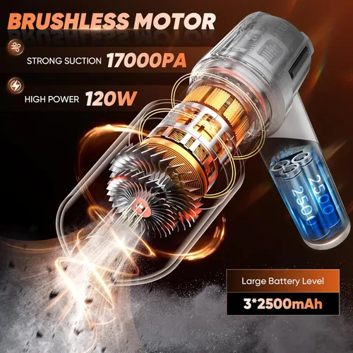 Miniatura 2 de Saker Aspirador portátil de mano inalámbrico portátil 17000PA plegable aspiradora de coche mini soplador de polvo con motor sin escobillas