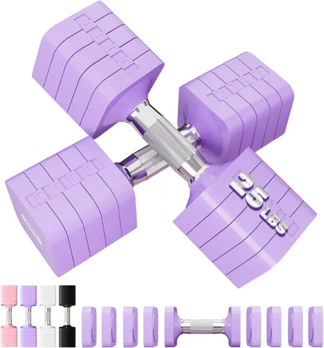 Miniatura 16 de Juego de mancuernas ajustables de 15 libras, 20 libras, 40 libras, 50 libras, juego de mancuernas de peso libre para mujeres y hombres
