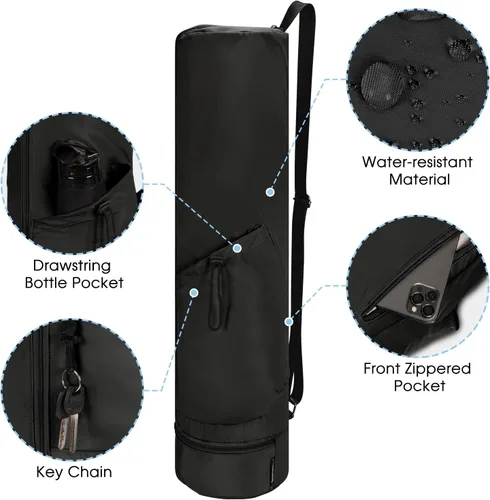 Miniatura 3 de sportsnew Bolsa para esterilla de yoga, bolsa de transporte para esterilla de yoga con cremallera completa con bolsillo para botella de agua