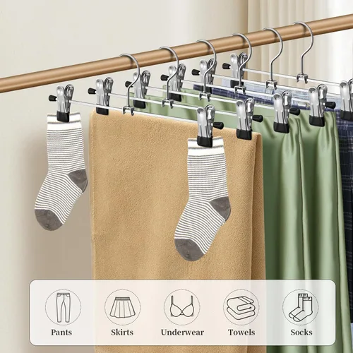 Miniatura 3 de Perchas para pantalones de 14 pulgadas con clips, paquete de 30 perchas ajustables para mujer, antideslizantes, pantalones cortos para jeans