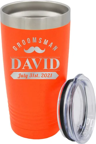 Miniatura 16 de Vaso de padrinos de boda grabado personalizado, taza de acero inoxidable aislada personalizada para padrino de boda, despedida de soltero, boda