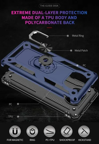 Miniatura 4 de Funda para Xiaomi POCO X3 NFC /X3 Pro con protector de pantalla, armadura de protección militar híbrida resistente a prueba de golpes, funda Azul