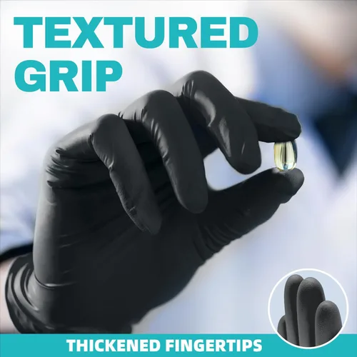 Miniatura 3 de Beastek Black Disposable Nitrile Exam Gloves 100 Pcs 4Mil Chemical Resistant Powder-Free Latex-Free Food Safe Medical Cooking 100 Negro (Large)