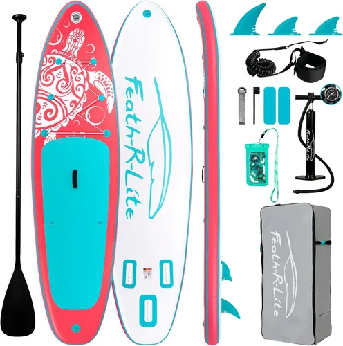 Miniatura 17 de FEATH-R-LITE Tabla de paddle surf inflable ultraligera de 10 pies x 30 pulgadas/10 pies 6 pulgadas x 33 pulgadas, para todos los niveles