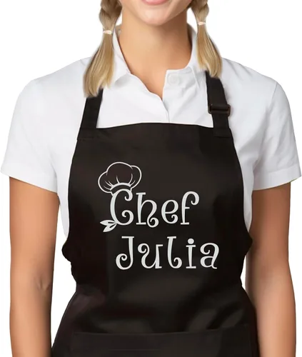 Delantales Personalizados para Mujer y Hombre, Delantal de Chef Personalizado, Delantal de Cocina Personalizado con Bolsillos, Delantales para Asar