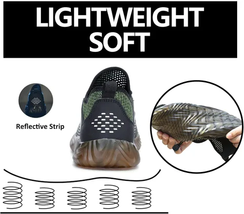 Miniatura 26 de SUADEX Zapatos deportivos con punta de acero para hombres y mujeres, indestructibles, ligeros, cómodos, antideslizantes, puntera compuesta