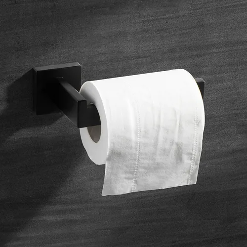 Miniatura 3 de HITSLAM Soporte de Papel Higiénico Negro Mate para Montar en Pared Premium de Acero Inoxidable 304 Soporte Cuadrado de Rollo de Papel Higiénico