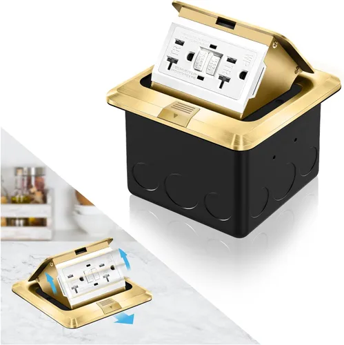 Miniatura 23 de Kit de toma de corriente eléctrica empotrada en el suelo Vagueior, caja de cubierta de toma de corriente eléctrica impermeable, salida GFCI oculta +