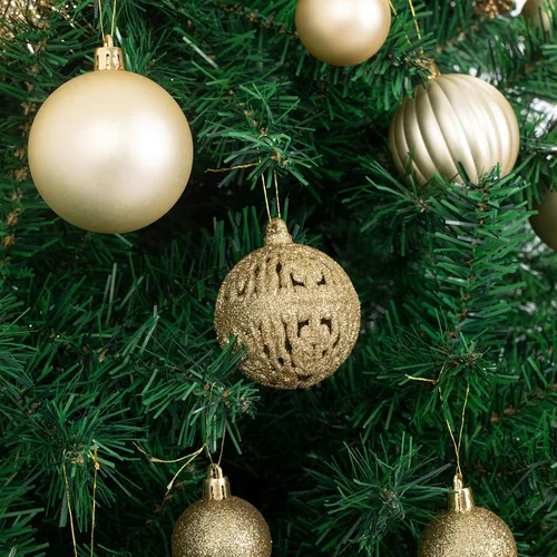 Miniatura 4 de Ogrmar Juego de 119 adornos de bolas para árbol de Navidad, formas y tamaños variados, decoración colgante irrompible con paquete de regalo portátil