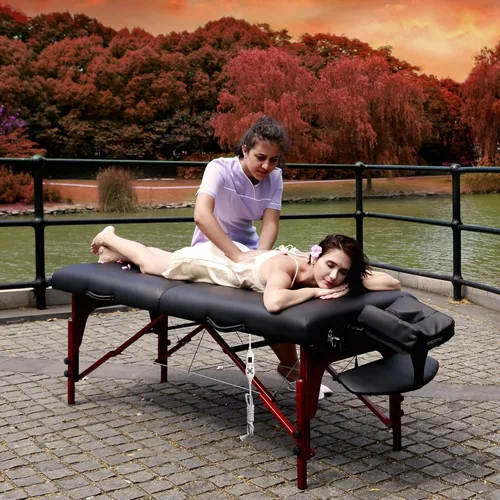 Miniatura 3 de Montclair ThermaTopTM Master Massage Mesa de masaje portátil de 31 pulgadas con espuma viscoelástica, paneles de reiki y cables Shiatsu