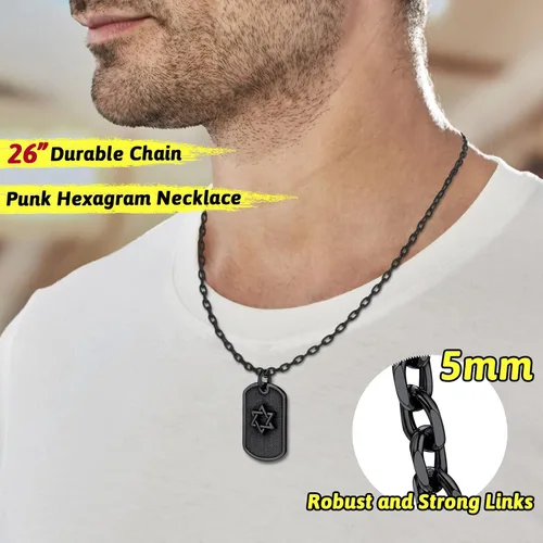 Miniatura 2 de FaithHeart David of Star Collar para hombres y mujeres, collar con colgante de estrella judía, acero inoxidable, amuleto hebreo, caja de regalo