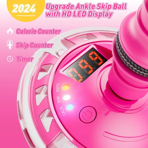 Miniatura 2 de Flooyes Pelota para saltar para niños, juguete de pelota de tobillo con contador, temporizador y calculadora de calorías, regalos de cumpleaños