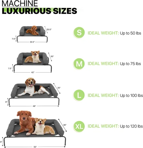 Miniatura 9 de Magshion Cooling Elevated Dog Bed, Portable Raised Outdoor Indoor Dog Cots Chew Proof Pet Hammock with Breathable Mesh & Removable Bolster for Large