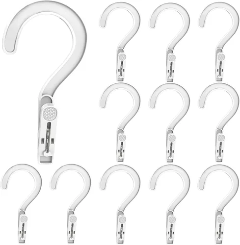 12 piezas de ganchos de lavandería con clips de plástico para colgar ropa en el armario, perchas de ropa, pines súper resistentes, clips de colgador