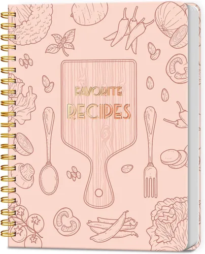Miniatura 12 de LuBudingJoy Cuaderno de recetas en blanco para escribir en tus propias recetas, página completa de Sprial de tapa dura, organizador de recetas