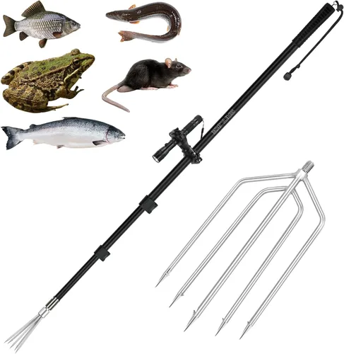 Miniatura 7 de SAN LIKE Arpón de Pesca Lanza Gaff Gig Gaff Horquilla Gancho para Rana Sapo Caña Ranas Toro Bufo Platija Pez de Hielo Topo Herramienta de Remoción