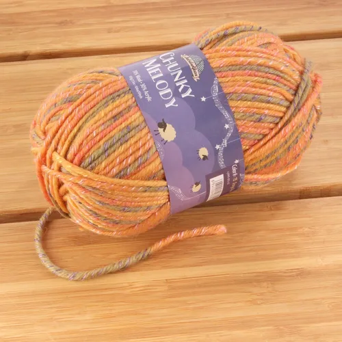 Miniatura 3 de JubileeYarn Chunky Melody - Hilo para tejer 100g/madeja, mezcla de lana gruesa, color maíz naranja - 2 madejas 15 Maíz Naranja