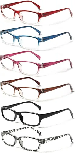 Miniatura 4 de SIGVAN Paquete de 6 lentes de lectura para mujer, con bloqueo de luz azul, bisagra de resorte, rectangulares, lentes de lectura para mujer