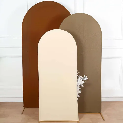 Miniatura 14 de Efavormart Juego de 3 Fundas de Arco de Boda de Spandex Lavanda Mate Ajustadas para Soportes de Telón de Fondo Chiara de Parte Superior Redonda