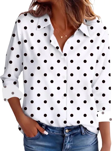 Miniatura 9 de CBOO Camisas resistentes a las manchas para mujer, sin arrugas y sin planchado, blusa de manga larga con botones para oficina Blanco resistente a