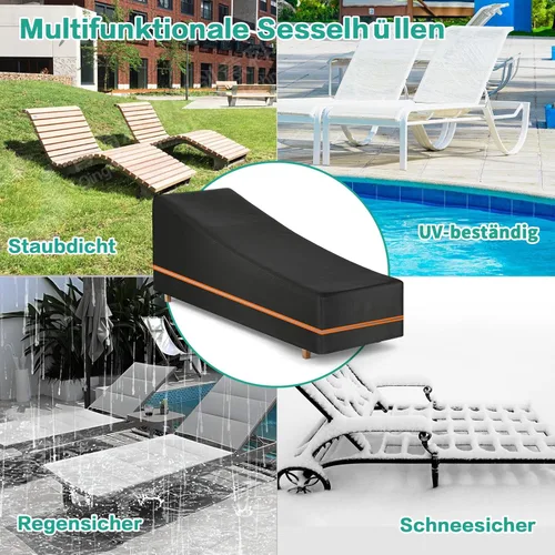 Miniatura 5 de Waterproof Outdoor Chaise Lounge Chair Cover - 600D Heavy Duty Windproof Patio Lounge Chair Cover, Pool Lounge Covers All Weather Protection