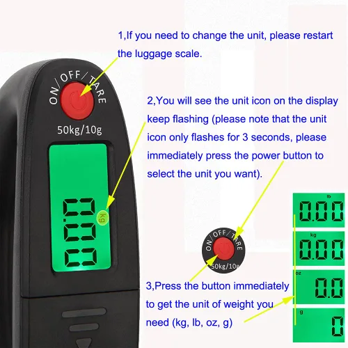 Miniatura 2 de Mougerk - Báscula de peso digital portátil para equipaje 110 libras 1102lbs 2 pilas AAA no incluidas negro
