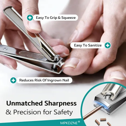 Miniatura 9 de Juego de cortaúñas para hombres y mujeres – Juego de manicura de acero inoxidable 5 en 1 y kit de cuidado de uñas con cortaúñas de manos y pies