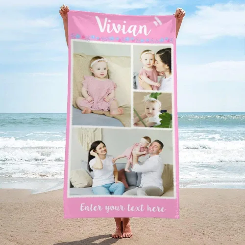Miniatura 22 de Shapoo Toalla de playa con foto personalizada, foto personalizada/fondo/texto, divertida toalla de baño de microfibra personalizada para Una foto