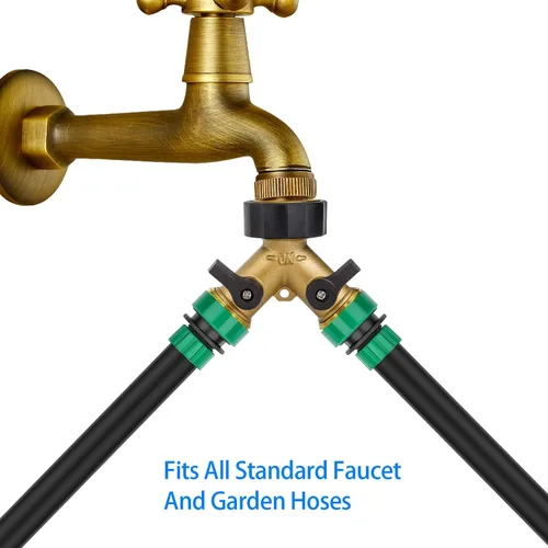 Miniatura 6 de Divisor de manguera resistente de 2 vías conector de válvula Y con 4 arandelas de goma y cinta de teflón de 65.6 ft - Adaptador de manguera