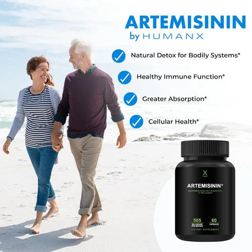 Miniatura 3 de HUMANX Artemisinina de 505 mg con bioperina para una mayor absorción, apoya el envejecimiento, la digestión y la inmunidad saludables, probado por