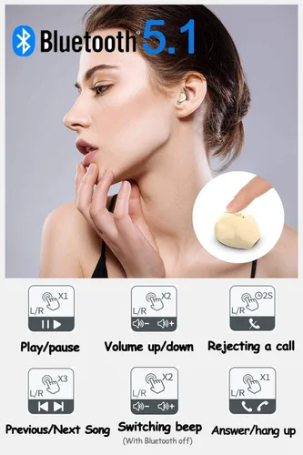 Miniatura 5 de Auriculares invisibles pequeños, mini, inalámbricos, Bluetooth, discretos, para música, hogar, trabajo