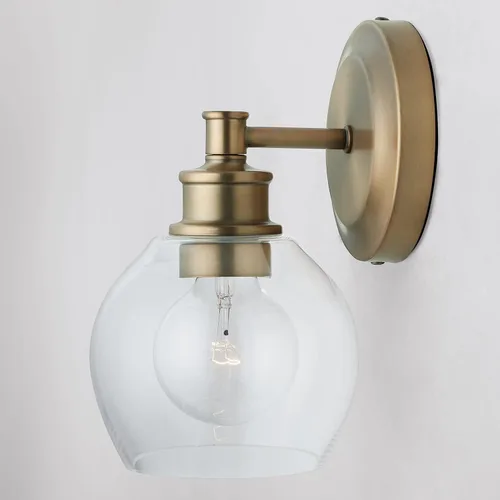 Miniatura 9 de Capital Lighting 621111PN-426 - Lámpara de pared de cristal transparente de mediados de siglo, 1 luz de 100 vatios, 10 pulgadas de alto x 6 pulgadas