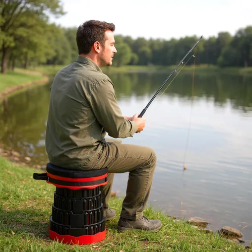 Miniatura 5 de Paquete de 2 cojines plegables de espuma viscoelástica gruesa para taburetes telescópicos, Oxford impermeable con correas elásticas, portátil