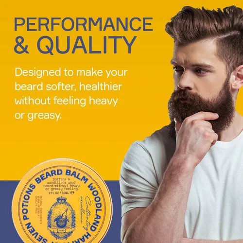Miniatura 5 de Seven Potions Bálsamo para barba de 2 onzas. Suavizante de barba 100% natural con aceite de jojoba. Hace que tu barba sea suave, detiene la picazón