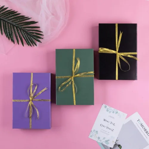 Miniatura 7 de 1 paquete de caja de regalo negra con tapas, pequeña de 12 x 8 x 2.7 pulgadas, cajas de regalo para ropa, cajas de regalo para camisas con cinta