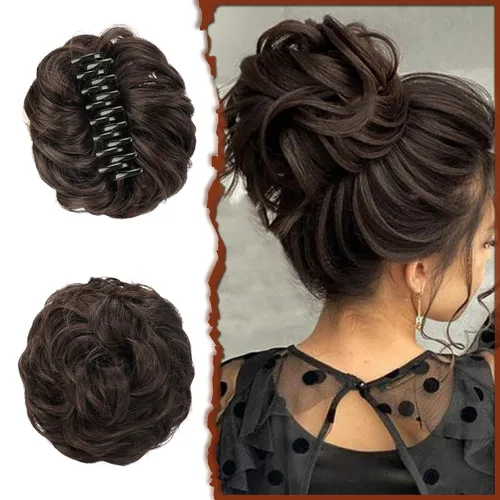 Miniatura 17 de SOFEIYAN Pinza de Gancho Moño Desordenado de Cabello Sintéticico, Cabello Ondulado y Rizado, Pinza de Cabello en Gancho, Chignon, Cola de Caballo