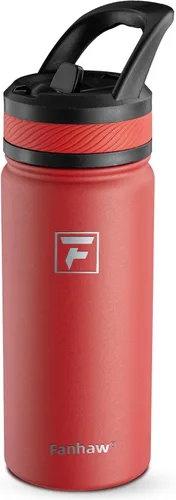 Miniatura 27 de Fanhaw Botella de Agua Aislada para Niños de 18 Oz con Tapa de Pajita – Acero Inoxidable de Doble Pared al Vacío, A Prueba de Fugas, Botellas