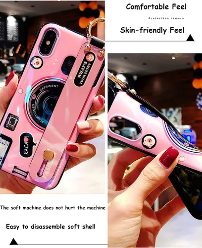 Miniatura 5 de Bonita funda cruzada compatible con Samsung Galaxy A32 5G, con correa para la muñeca, cordón para atril y funda para cámara 3D, de silicona suave, a