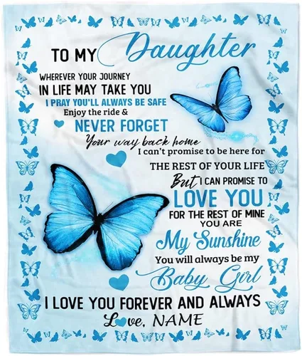 Miniatura 22 de Manta personalizada con texto en inglés «To My Daughter from Mom Dad Give You A Big Love Hug Butterfly Daughter Birthday»
