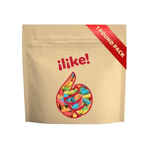 Miniatura 3 de Caramelo de gusanos de gomita de neón Paquete de 1 libra Caramelo masticable en varios sabores de frutas Gomitas agrias para bufés, bolsas