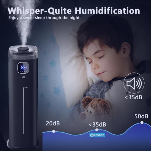 Miniatura 7 de KZF Humidificador grande para dormitorio, humidificador ultrasónico de niebla fría de 9L/2.5 galones con humidistato, boquilla de 360°, nivel