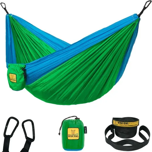 Wise Owl Outfitters Hamaca de camping – Hamaca portátil de 500 libras con correas de árbol – viajes, mochileros, senderismo, equipo de campamento al