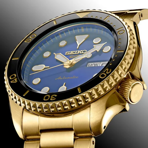 Miniatura 4 de SEIKO Reloj automático para hombre - Colección 5 Sports - Reloj deportivo para hombre con acabado dorado de acero inoxidable - Resistente al agua