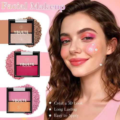 Miniatura 4 de YBUETE Juego de maquillaje para principiantes para adolescentes, niñas, mujeres, regalo de maquillaje para ella, kit de maquillaje con estuche