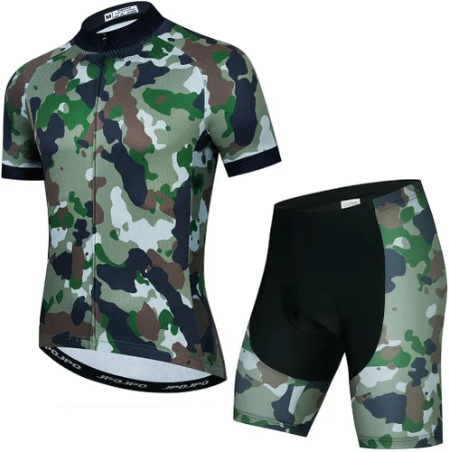 Conjunto de camiseta de ciclismo para hombre, camiseta de manga corta y pantalones cortos con cojín 3D, traje acolchado para ciclismo