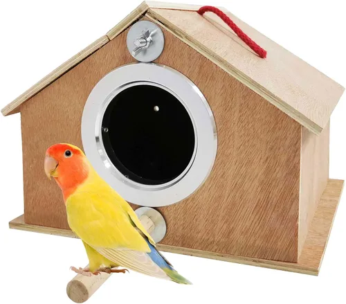kathson Caja nido de periquitos para anidación de pájaros, caja de apareamiento para cría de loros, agapornitos, cacatúas, pinzones (10.1 x 8.5 x